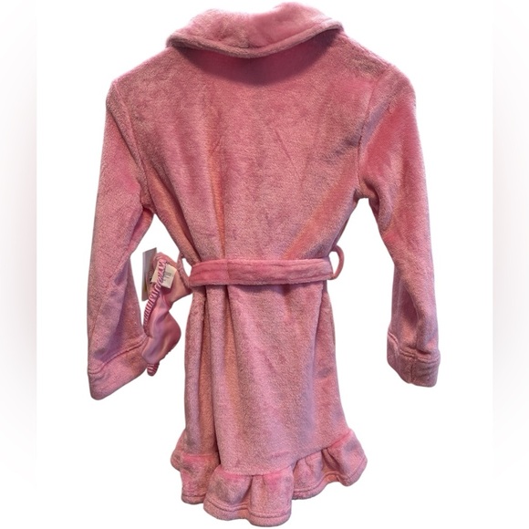 NWT 2pc set Girls Fluffy Pink Robe with Sleep Mask | Size Small 7-8 - Picture 2 of 6